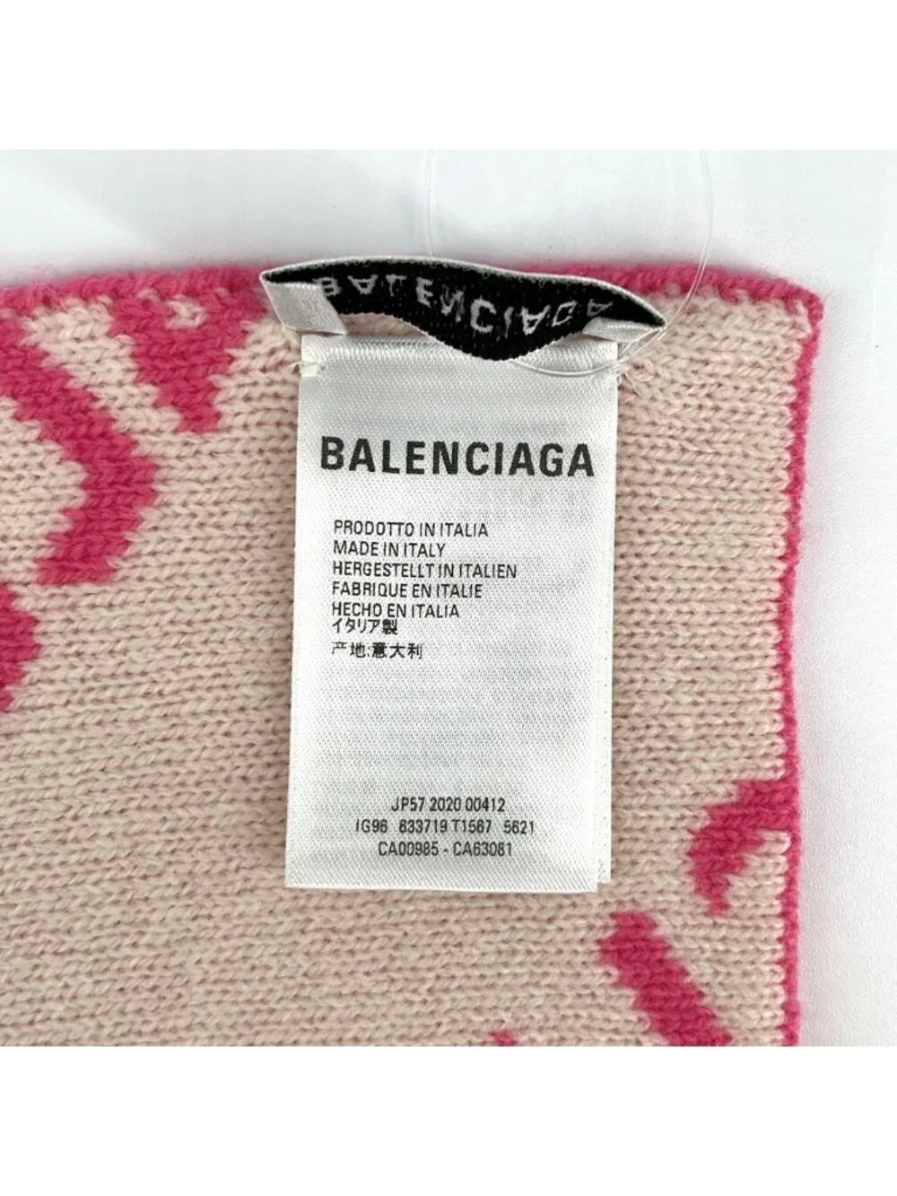 Balenciaga Wool All Logo Scarf Shawl Pink White - Picture 4 of 6